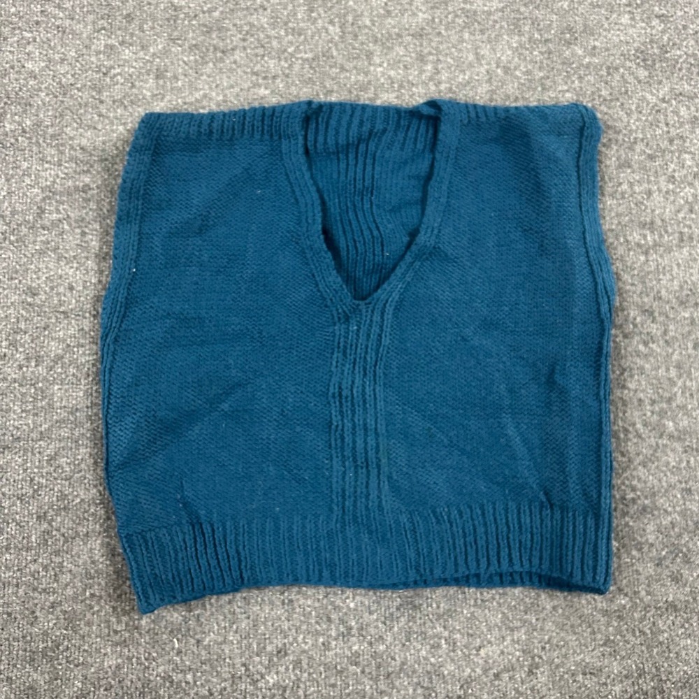 Unbranded Sweater Vest Womens Size M Teal Blue V-Neck Knit Sleeveless Preppy